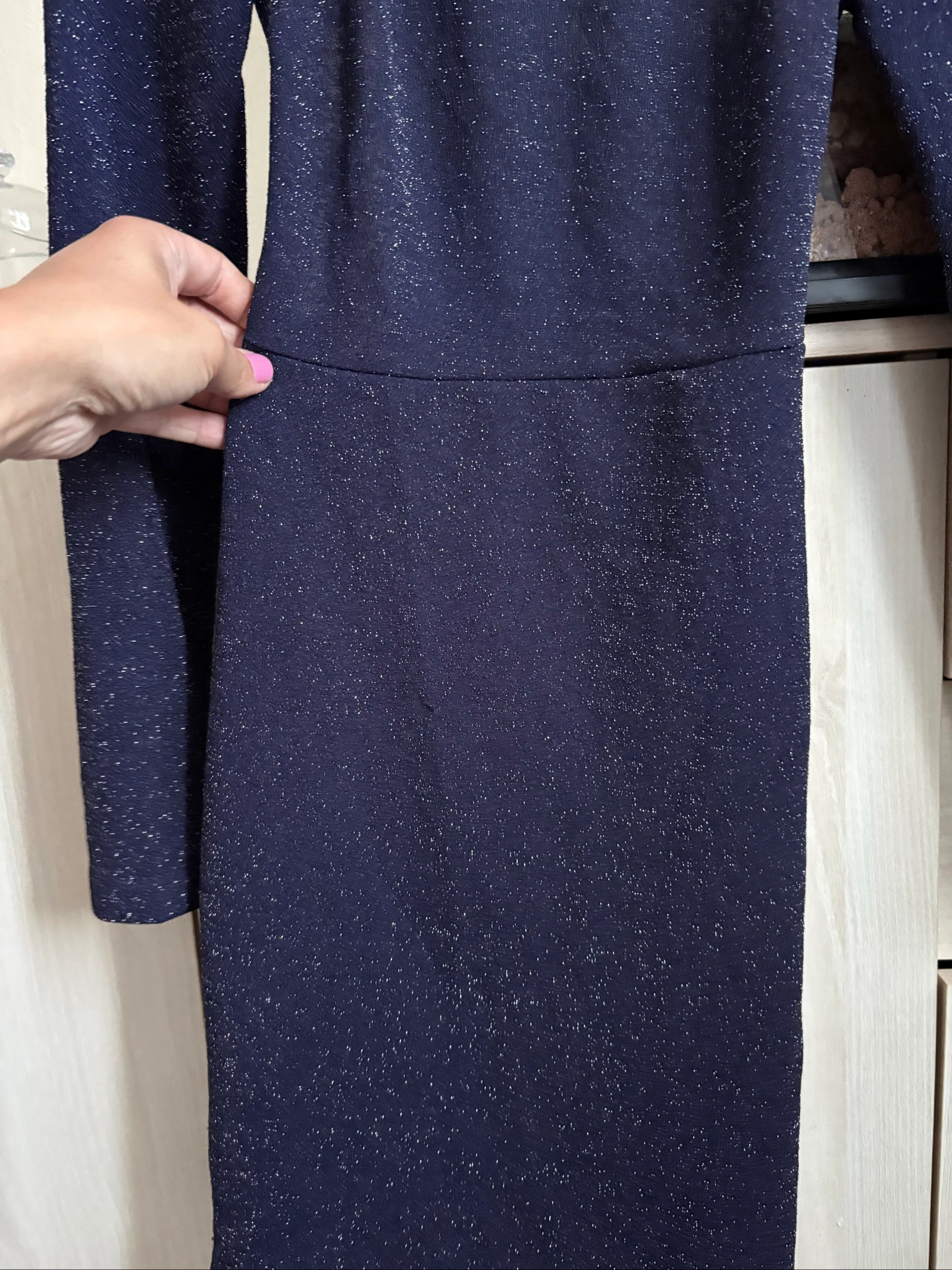 Vestido azul marino con lentejuelas y espalda descubierta talla XS – photo 2